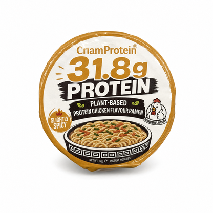 ChamProtein® 31.8g Protein 高蛋白雞湯味杯麵 62g｜每杯31.8g蛋白質｜223kcal｜植物基微辣健身即食麵