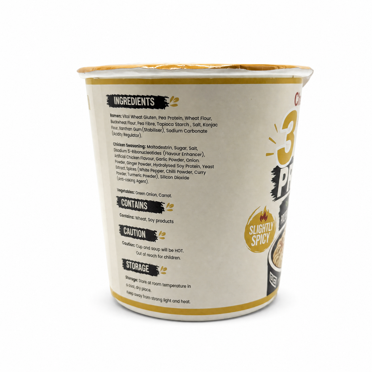 ChamProtein® 31.8g Protein 高蛋白雞湯味杯麵 62g｜每杯31.8g蛋白質｜223kcal｜植物基微辣健身即食麵