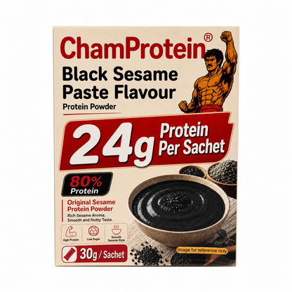 ChamProtein® 黑芝麻糊味蛋白粉 240g｜每包24g蛋白｜80% Protein｜港式甜品風味高蛋白飲品｜健身減脂低糖蛋白粉
