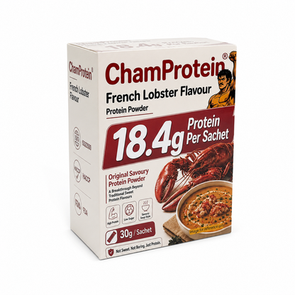 ChamProtein® 鹹口法式龍蝦味蛋白粉 240g｜每包18.4g蛋白｜香港少見 Savoury Protein｜健身減脂高蛋白鹹湯