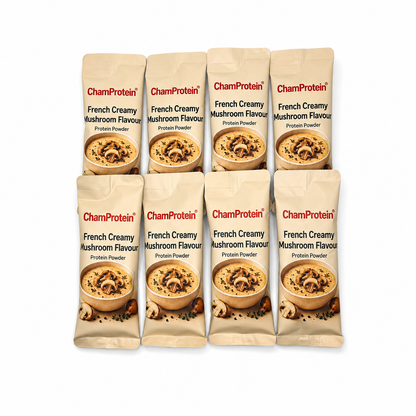 ChamProtein® 鹹口法式忌廉蘑菇蛋白粉 240g｜每包18.4g蛋白｜香港少見鹹口Savoury Protein｜健身減脂高蛋白鹹湯